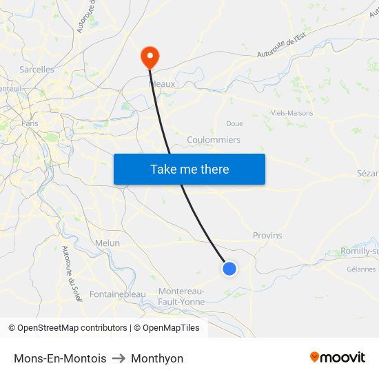 Mons-En-Montois to Monthyon map