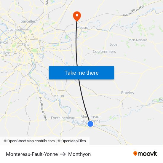 Montereau-Fault-Yonne to Monthyon map