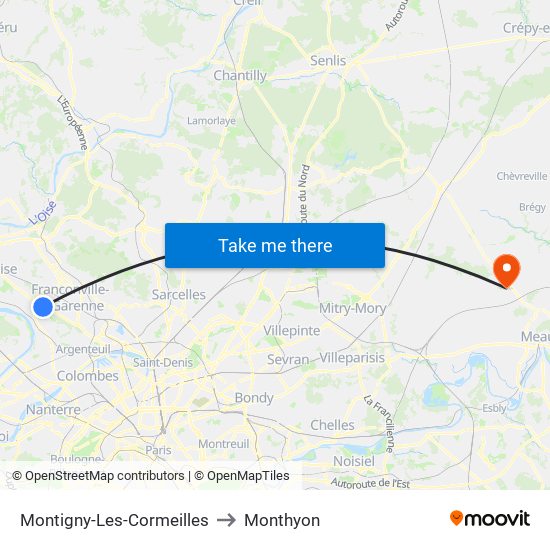 Montigny-Les-Cormeilles to Monthyon map