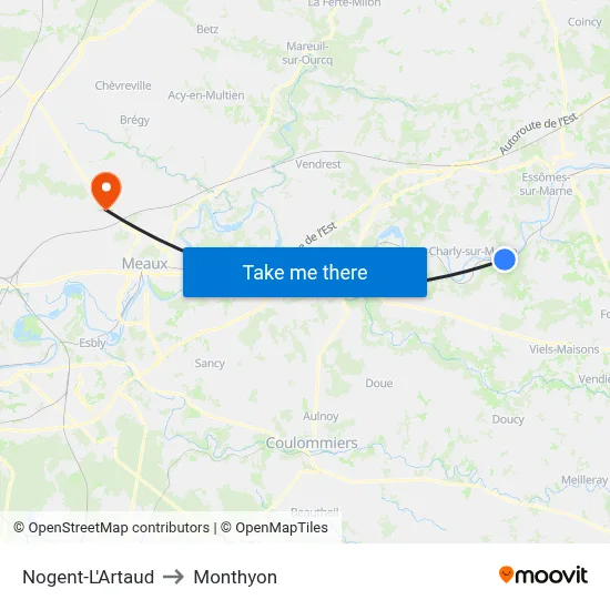 Nogent-L'Artaud to Monthyon map