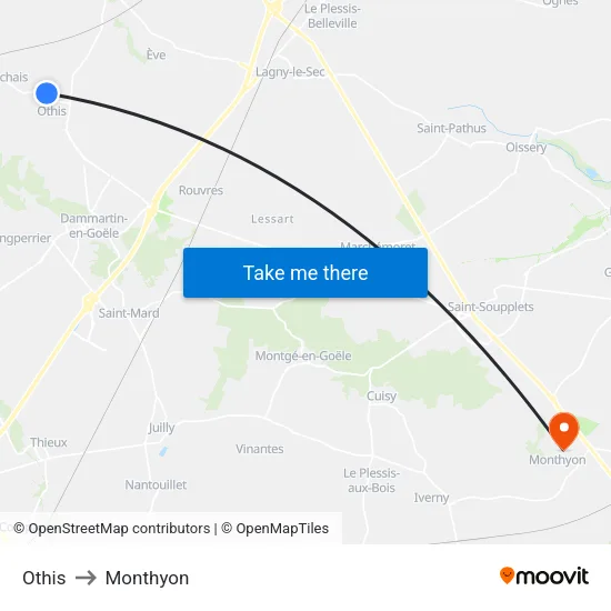 Othis to Monthyon map