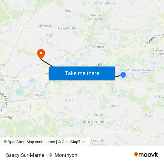 Saacy-Sur-Marne to Monthyon map