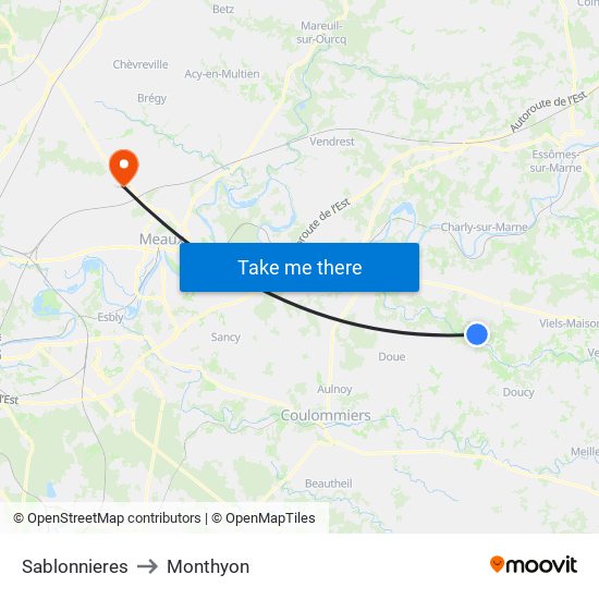 Sablonnieres to Monthyon map