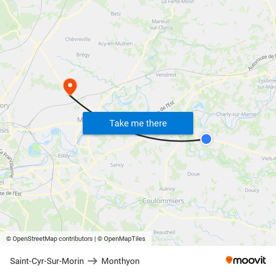 Saint-Cyr-Sur-Morin to Monthyon map