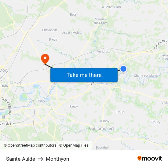 Sainte-Aulde to Monthyon map