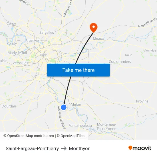 Saint-Fargeau-Ponthierry to Monthyon map