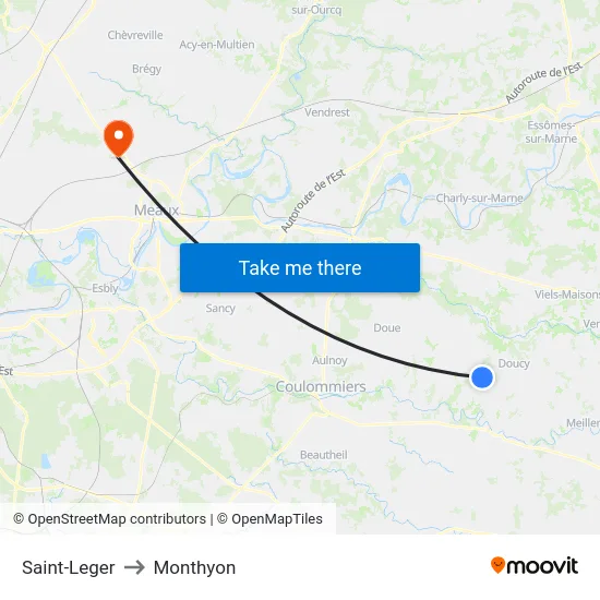 Saint-Leger to Monthyon map