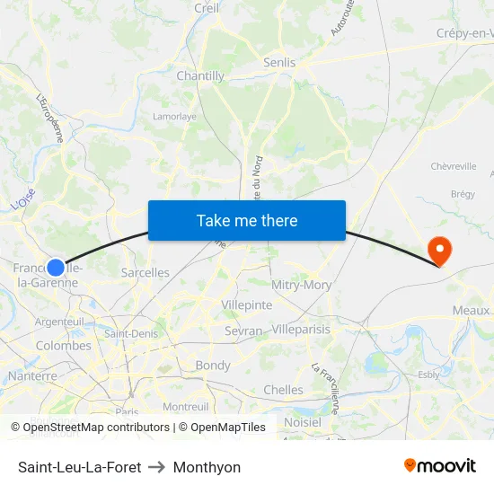 Saint-Leu-La-Foret to Monthyon map