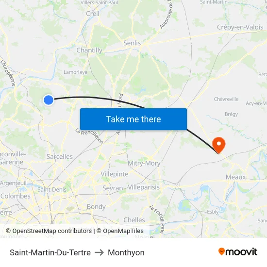 Saint-Martin-Du-Tertre to Monthyon map