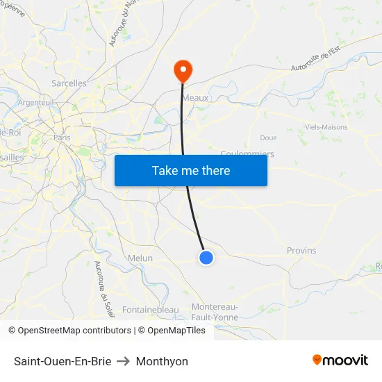 Saint-Ouen-En-Brie to Monthyon map