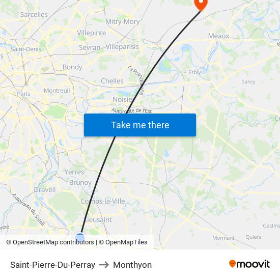 Saint-Pierre-Du-Perray to Monthyon map