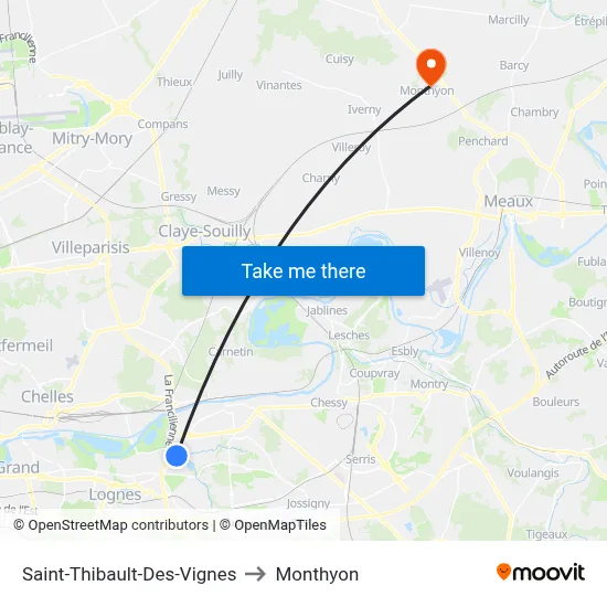 Saint-Thibault-Des-Vignes to Monthyon map