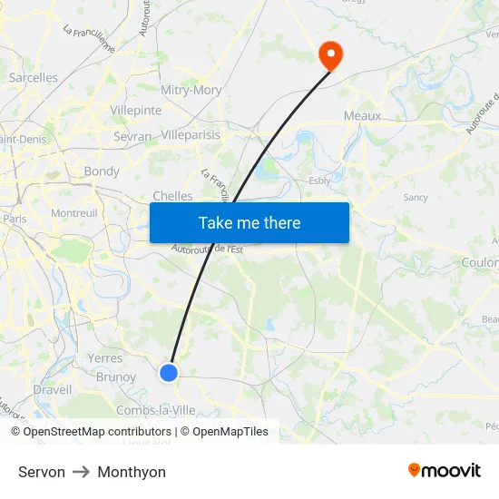 Servon to Monthyon map