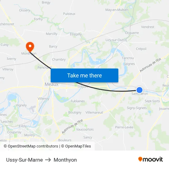 Ussy-Sur-Marne to Monthyon map