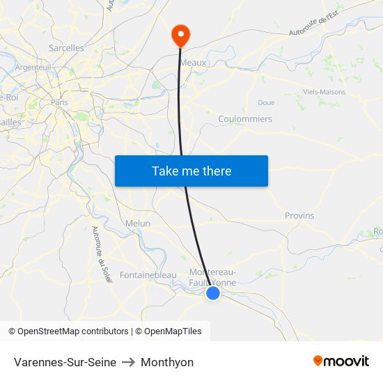 Varennes-Sur-Seine to Monthyon map