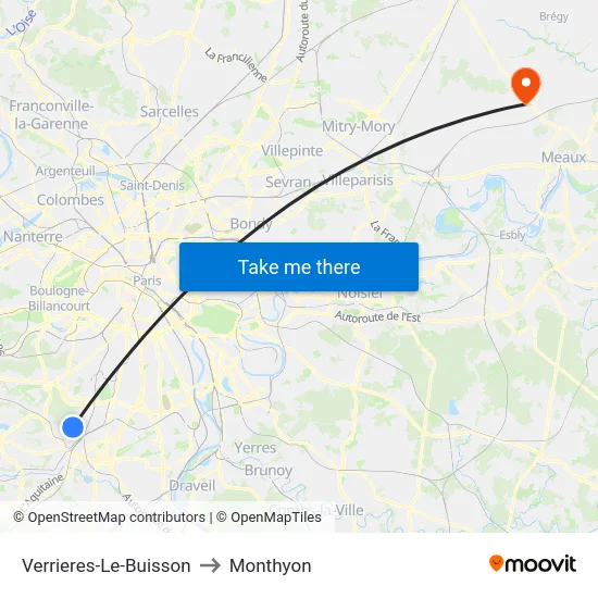 Verrieres-Le-Buisson to Monthyon map