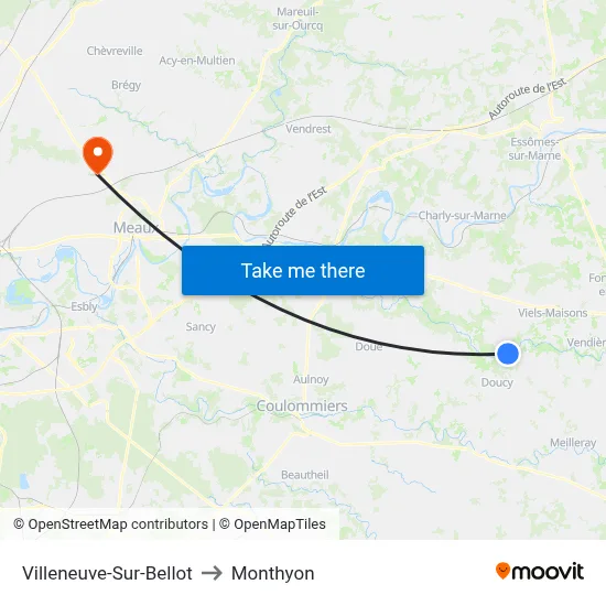 Villeneuve-Sur-Bellot to Monthyon map