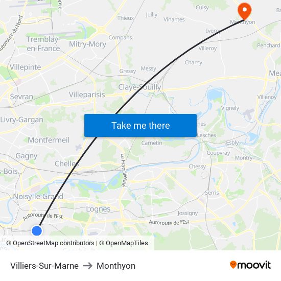 Villiers-Sur-Marne to Monthyon map