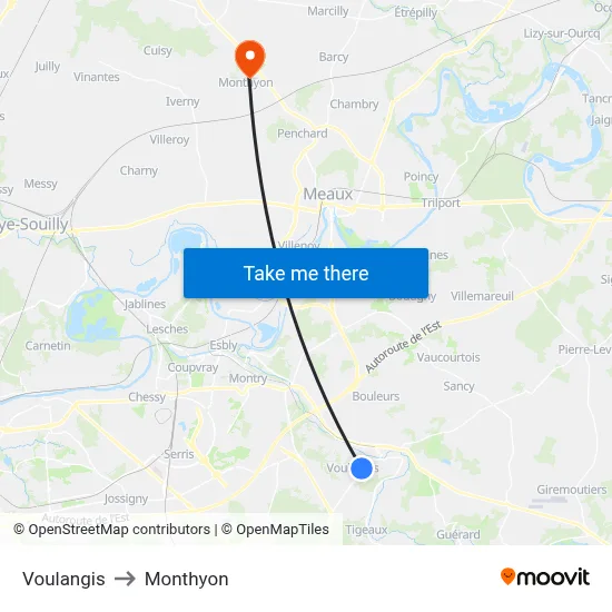 Voulangis to Monthyon map