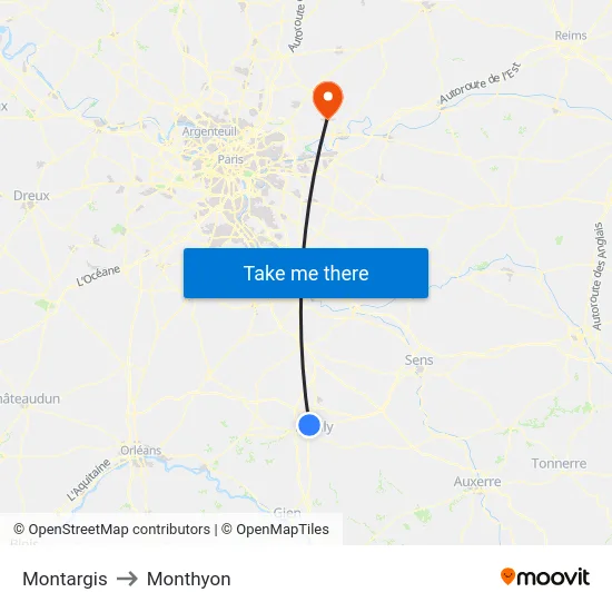 Montargis to Monthyon map