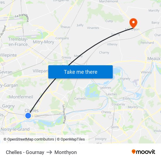 Chelles - Gournay to Monthyon map