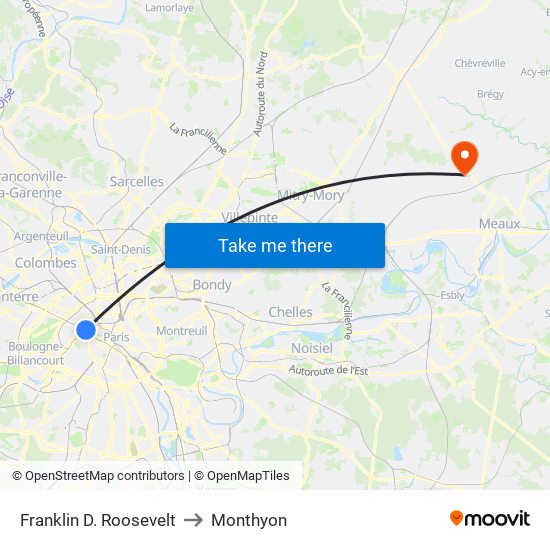 Franklin D. Roosevelt to Monthyon map