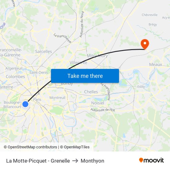La Motte-Picquet - Grenelle to Monthyon map