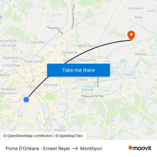 Porte D'Orléans - Ernest Reyer to Monthyon map