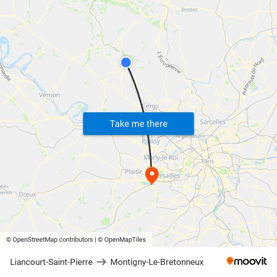Liancourt-Saint-Pierre to Montigny-Le-Bretonneux map