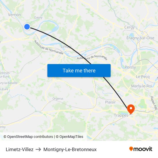 Limetz-Villez to Montigny-Le-Bretonneux map
