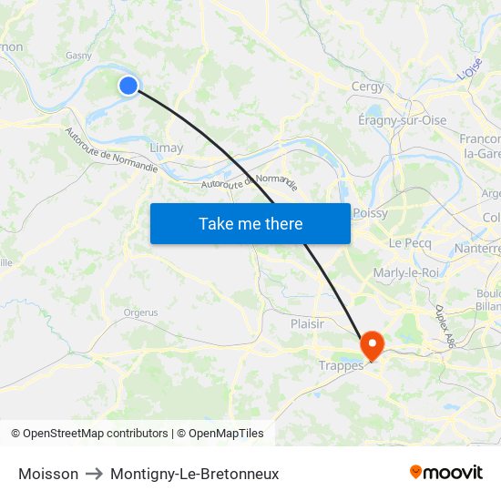 Moisson to Montigny-Le-Bretonneux map