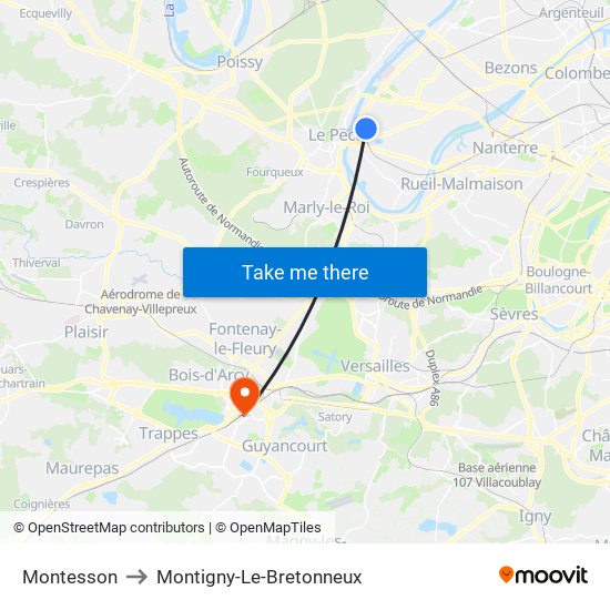 Montesson to Montigny-Le-Bretonneux map