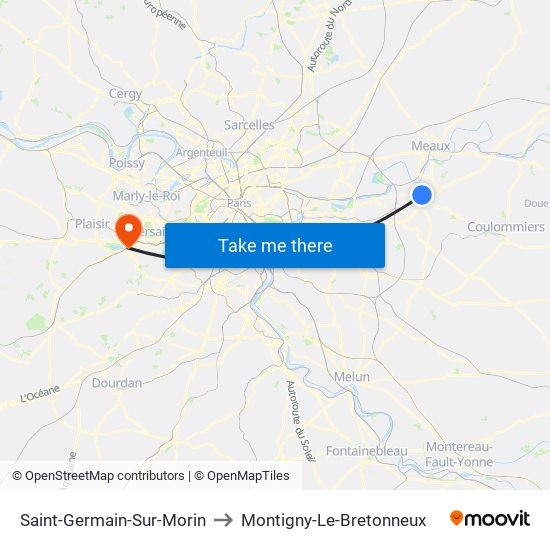 Saint-Germain-Sur-Morin to Montigny-Le-Bretonneux map