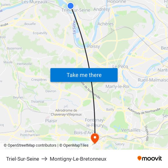 Triel-Sur-Seine to Montigny-Le-Bretonneux map