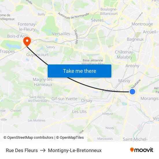 Rue Des Fleurs to Montigny-Le-Bretonneux map