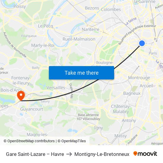 Gare Saint-Lazare – Havre to Montigny-Le-Bretonneux map