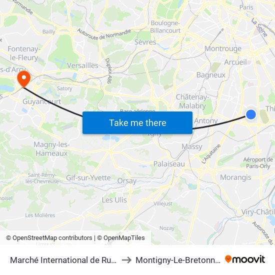 Marché International de Rungis to Montigny-Le-Bretonneux map