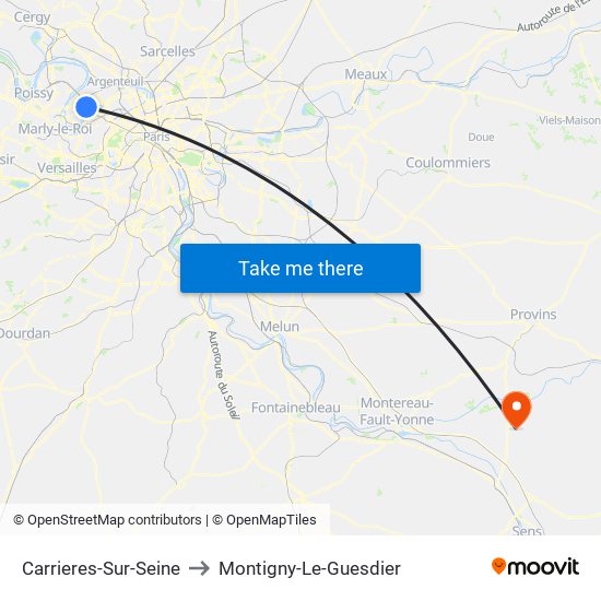 Carrieres-Sur-Seine to Montigny-Le-Guesdier map