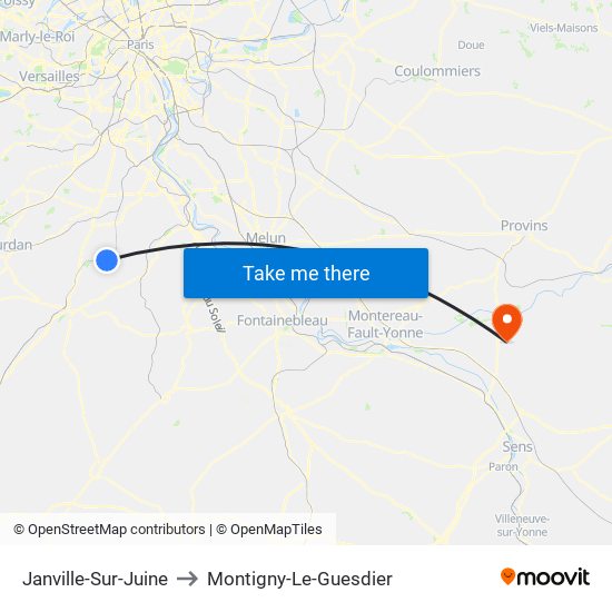 Janville-Sur-Juine to Montigny-Le-Guesdier map