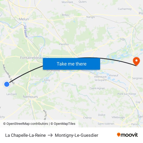 La Chapelle-La-Reine to Montigny-Le-Guesdier map