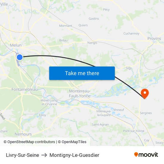 Livry-Sur-Seine to Montigny-Le-Guesdier map