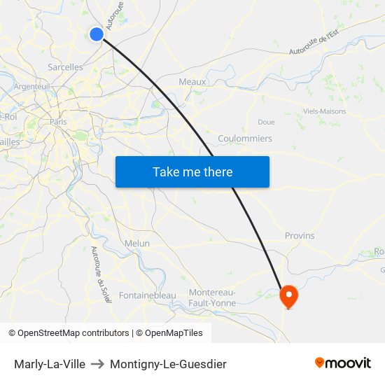 Marly-La-Ville to Montigny-Le-Guesdier map