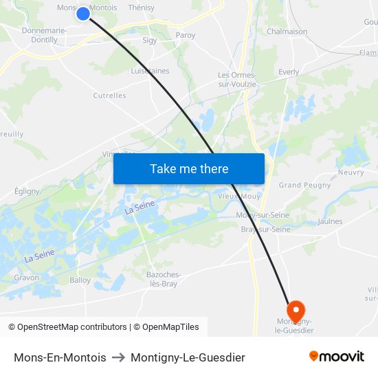 Mons-En-Montois to Montigny-Le-Guesdier map