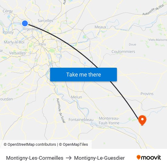 Montigny-Les-Cormeilles to Montigny-Le-Guesdier map