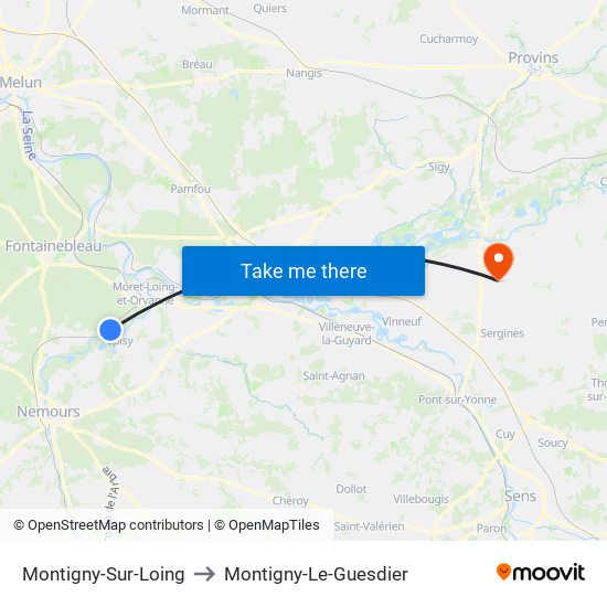 Montigny-Sur-Loing to Montigny-Le-Guesdier map