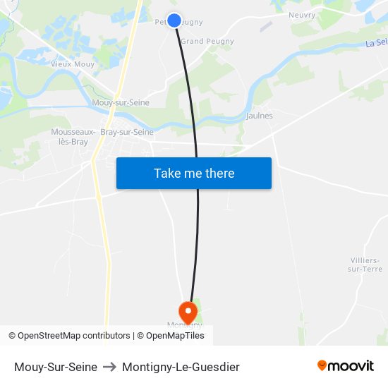 Mouy-Sur-Seine to Montigny-Le-Guesdier map