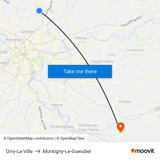 Orry-La-Ville to Montigny-Le-Guesdier map