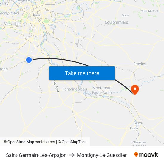 Saint-Germain-Les-Arpajon to Montigny-Le-Guesdier map