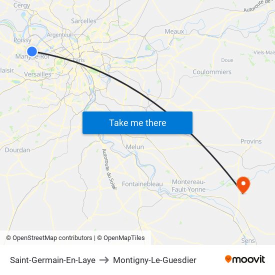 Saint-Germain-En-Laye to Montigny-Le-Guesdier map