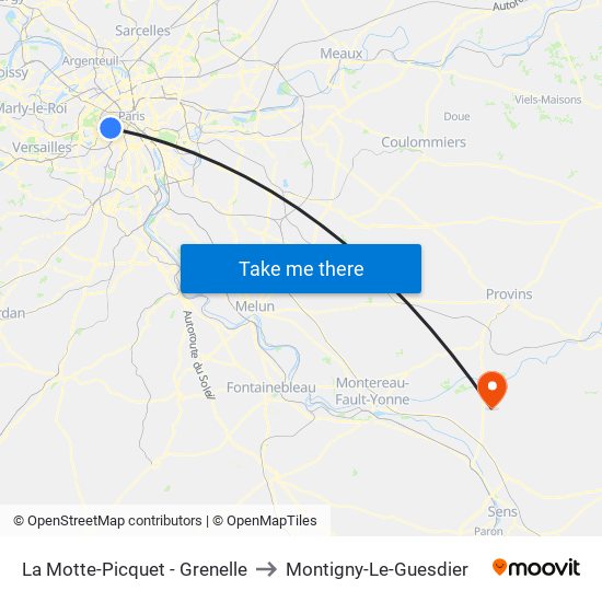 La Motte-Picquet - Grenelle to Montigny-Le-Guesdier map